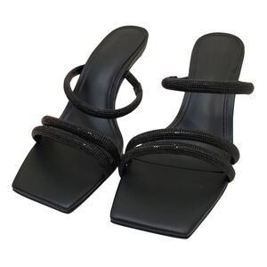 Cult Gaia Anya Square Toe Sandal Heels Women 7.5 Black NIB